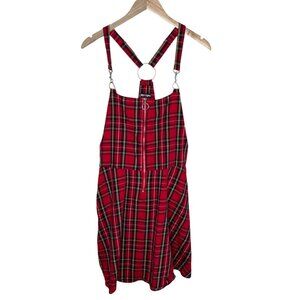 Hot Topic Womens Red Black Plaid O-Ring Shirtall size XXL
